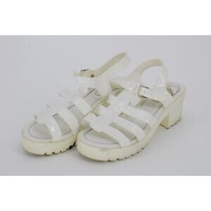 Call It Spring White Mid Low Block Heel Gladiator y2k Strappy Platform Sandals 9